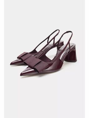 ZARA SLINGBACK HEELED SHOES WITH BOW Size 40 NEW